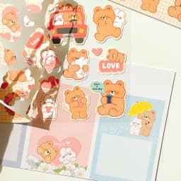 Korean Import Original BONITO Kawaii Rabbit Bear Happy Couple Paper Stickers Scrapbooking Diy Journal Stationery Sticker Gift