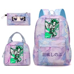 Kochou Shinobu Print School Backpack Set with Lunch Bag Pencil Case for Girls Kids Student Bookbag
