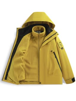 Men's 3-in-1 Jacket with Removable Fleece Liner, Waterproof Windproof Coat for Hiking, Camping, Travel and Daily Outdoor Use