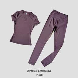 Quick-Drying Gym Leggings Set Sport Suit Short Sleeve Breathable Stretchy Slim Fitness Active Top Tight Gym Set