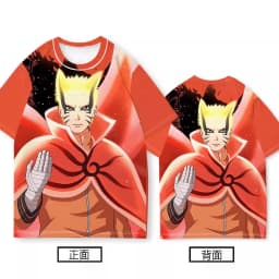 Bandai Anime Naruto Sasuke Naruto Kakashi Quick Drying Breathable and Comfortable Parent Child Short Sleeved T-shirt