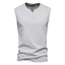Summer Mens V-neck Tank Tops Athletic Jogging Gym TShirts Loose Vest Cotton Sleeveless T-Shirt Lightweight Basic Sport Tops