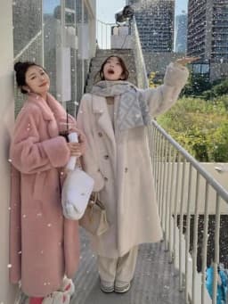 Thickened Long Tailored Coat Collar Faux Mink Fur Integrated Eco-friendly Fur Women's Jacket Coat Sweet Style Loose Fit Doubl...