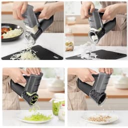 LMETJMA Electric Cheese Grater Portable Salad Maker With 4 Different Shapes of Blades 40W Electric Rotary Slicer Shredder JT363