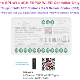 Miboxer SPIW5-4 5 in 1 SPI LED Controller WiFi+2.4G RF Remote Control 4-Channel SPI-WL4 ESP32 WLED Pixel Strip Signal Amplifier