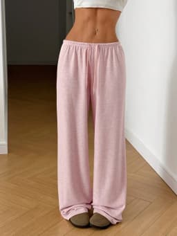 New Women's Fashion Comfortable Solid Color Pants Loose Wide Leg Sporty Casual Elastic Waist Pants