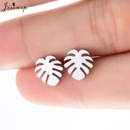 Korean Style Star Moon Ear Studs for Girls Minimalist Cat Puzzle Leaf Dinosaur Earrings Black Stainless Steel Jewelry Oorbellen