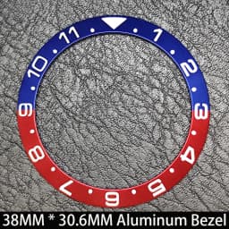 Sloping 38mm * 30.6mm Ceramic/Aluminum Blue Luminous Bezel GMT and Diving Watch Insert Fit for 40mm Watch Case Replacement Watch