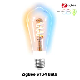 MOES Smart ST64 Edison LED Bulb,Tuya Matter/Zigbee,16 Million RGB Colors,2700K-6500K,Dimmable,Works with Alexa/Google Home
