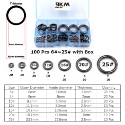 Fishing Rod Guides Ring 10Pcs~100Pcs Wear Resistant Ceramic Guide Ring Rod Repair Replacement Kit Alconite Ring Black 6mm~47.3mm