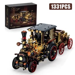 Creative 1331Pcs Vintage Mechanical Steam Car Building Blocks City Retro Steam Punk Vehicle Desktop Decoration Bricks Toys Gift