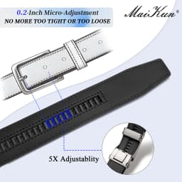 Maikun Brown Leather Ratchet Belts for Men Quick Release and Trim to Fit Length Width 1 3/8"