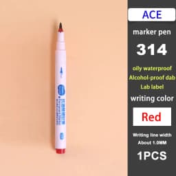 ACE 304 314 324T Dual Tip Quick Dry Oil Based Marker Pen for Lab Hospital Use Resistant to 75% Alcohol Professional Marking Tool