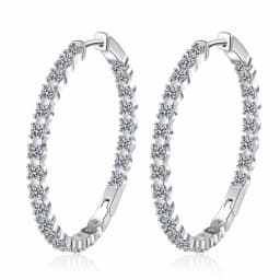 S925 Silver 39mm Big Circle Hoop Earrings For Women Fashion Wedding Fine Jewelry C Hoop Earring