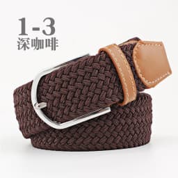 3.3x107cm Solid Color Elastic Braided Belt Casual Men's Women's Belt Stretch Canvas Pin Buckle Waistband