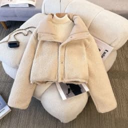 Women's Down Cotton Jacket 2025 Double-sided Loose Thick Ladies Winter Parkas Coat Lapel Imitation Lamb Hair Female Outerwear