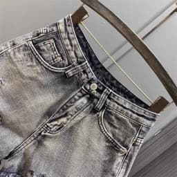Worn Legs with Rough Edges Washed Black Denim Shorts 2026 Summer New Women Fashion A-line Wide Leg Hole Ripped Denim Shorts