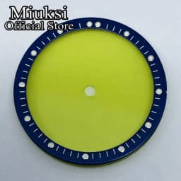 Miuksi 28.5mm black blue white transparent dial plastic movement bezel fit NH35 NH36 NH38 NH39 NH70 NH72 movement