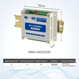 ModBus RTU Serial IO Module RS485 Interface AI DI DO 8 Digital Outputs Rail Installation 8~28VDC CDEBYTE MA01-AXCX4020