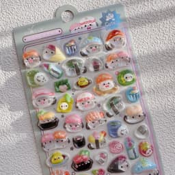1pc/4pcs Cute Sushi Animals Vegetable Drop 3D Relief Sticker Scrapbooking Diy Diary Decor Journaling Stationery School Stickers