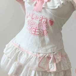 Summer Wave Point Printing Kawaii Mini Skirts Womens Cake Jupe High Waist Bow Skirt Y2k Aesthetic Sweet Ruffled Gothic Faldas