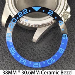 Sloping 38mm * 30.6mm Ceramic/Aluminum Bezel GMT and Diving Watch Insert Fits for 40mm Men's Watch Case Bezel Replacement Insert