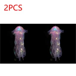Jellyfish Atmosphere Night Light Button Battery Hanging Ceiling Lantern with Ribbon&Bead LED Bulbs for Room Decoration