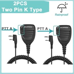 Baofeng UV-5R Microphone Shoulder Speaker 2 Pins for Walkie Quansheng uv-k5 uv-k6 UV-5R/UV-82/UV-16/TH UV8000D Two Way Radio