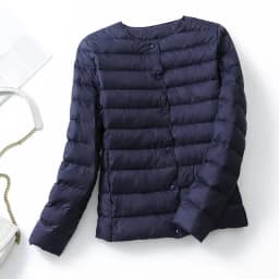 Women's Ultralight Down Liner Jacket, Collarless Packable Puffer Coat, Warm Thin Winter Layer, O-Neck Portable Padded Parka