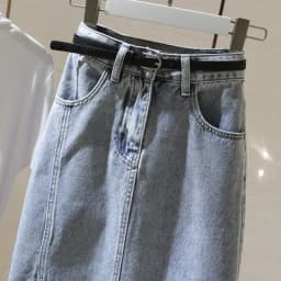 Versatile Chic Light Blue High Waist Denim Skirt Women Midi A-Line Bodycon Slit Slim Fit Stretch Cotton Casual Elegant New Style