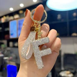 Full Rhinestone 26-Letter Keychain, Bling Car Key Ring & Sparkly Bag Charm - Perfect Small Gift