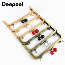 1/2Pcs 20cm Metal Pearl Head Handle Embossed Bag Kiss Clasp Handbag Frame Lock Buckle Purse Replace Handles DIY Accessories