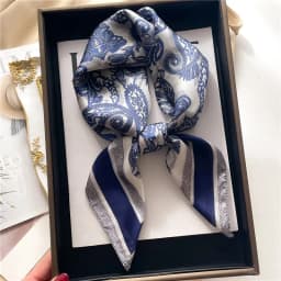 Luxury Brand Paisley Houndstooth Printed Square Scarf Soft Satin Thin Smooth Neck Scarf Sunscreen Headscarf For Women Head Wrap