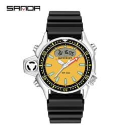 SANDA Sport Men Quartz Digital Watch Creative Diving Watches Men Waterproof Alarm Watch Dual Display Clock Relogio Masculino
