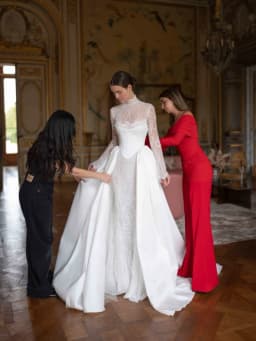 Detachable Train Illusion Beaded Lace Wedding Dress With Corset Mermaid Long Bridal Gown Customized Exquisite Dresses For Bride