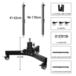 SH Metal Floor Light Stand Photography Fill Lighting Stand With 3pcs Casters Wheel Dual-use Background Light Stand