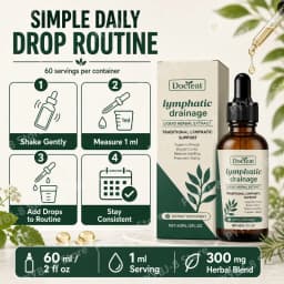 Lymphatic Drainage Drops 60ml Supplement Help Bloat Relief & Immune System Health with Cleavers,Red Clover and Stillingia Root