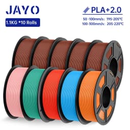 JAYO 3D Filament PLA + 2.0 10 Rolls Upgrade PLA plus 3D Printer Filament Neatly 3D Printing Material For FDM Multicolor