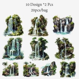 4Style 20Pcs/bag Paper and Ink Mountain Stream Series Sticker Pack for DIY Handbook Notebook Photo Frame Scrapbooking Decoration