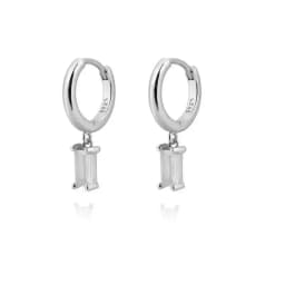 Huggies Earrings Purple white Green Blue Red Square Heart Silver Color Small Hoop Earrings for Women Girls Wedding Jewelry