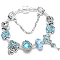 2024 Trendy Silver Cokor Love Key Charm Bracelet With Murano Glass Beads Bracelets For Women Wife Jewelry Pulseras Dropshipping