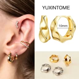 Pave Micro Crystal North Star Hoop Earrings Punk 925 Sterling Silver Ear Needle Twist Gold Earrings For Women Minimalist Jewelry