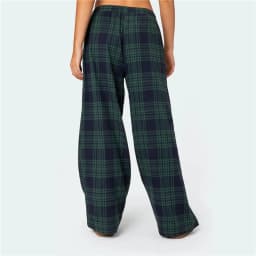 Women's Casual Plaid Print Pants Drawstring Elastic Waist Loose Straight Pants with Pockets Sleep Bottoms Korean Home Wears