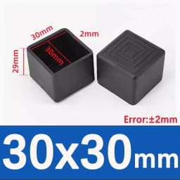 Black Square Silicone Chair Leg Caps PVC Soft Rubber Pipe Sleeve Tube Cap Non-slip Table Foot Dust Cover 10x10mm-45x75mm