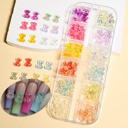 Nail Art Rhinestones Kit 2400pcs Nail Gems Ab Flatback Rhinestones Gems Stones with Storage Organizer for Design Bright Holiday