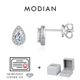 MODIAN D Color Heart Pear Square Moissanite Stud Earrings 925 Sterling Silver Lab Diamond Earrings For Women Wedding Jewelry