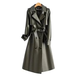 2024 High-quality Leather Trench Coat Women's Sheepskin Outerwear X-long Windbreaker Autumn Winter Lady Streetwear Overcoat 5xl