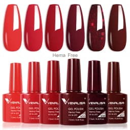 Rose Rubber Base Venalisa Nail Gel Polish 6pcs/Kit HEMA FREE Jelly Pink Color Self Leveling Gel Long Wear Nail Manicure Set