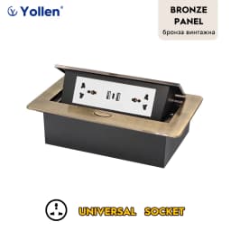 Aluminum Panel EUR/French Bronze Gold(Бронза Bинтажна)/Black/Silver Table Socket 2/3 Way Outlet USB Power Three Power Household