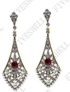 1920s Art Deco Antique Vintage Flapper Style Jet Black Rhinestone Extra Long Dangle Earrings Pearl Earrings Jewelry for Women